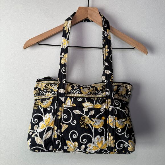 Vera Bradley Yellow Bird Floral Print Little Betsy Quilted Shoulder Bag - Picture 1 of 10